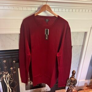 APT. 9 Merino Wool Solid Burgundy Crew Neck Big & Tall Sweater (XXL Tall) NWT